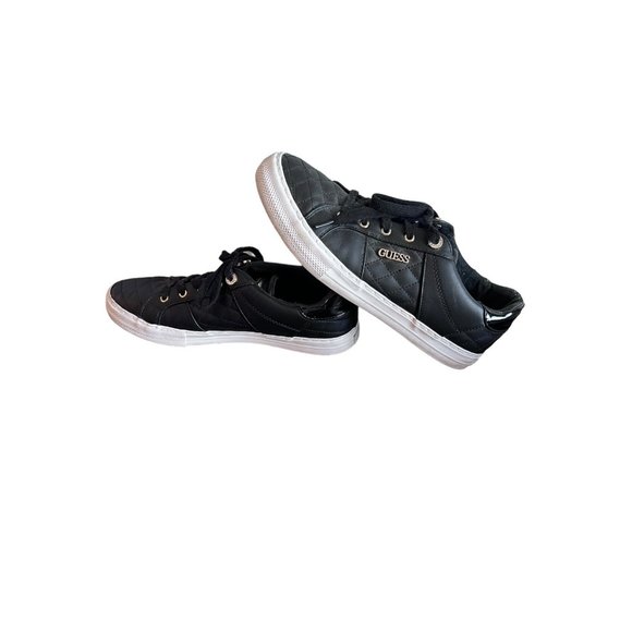 GUESS Women's Black Loven Lace Up Shoes Quilt Top Casual Walking Sneakers 11M - Picture 2 of 9